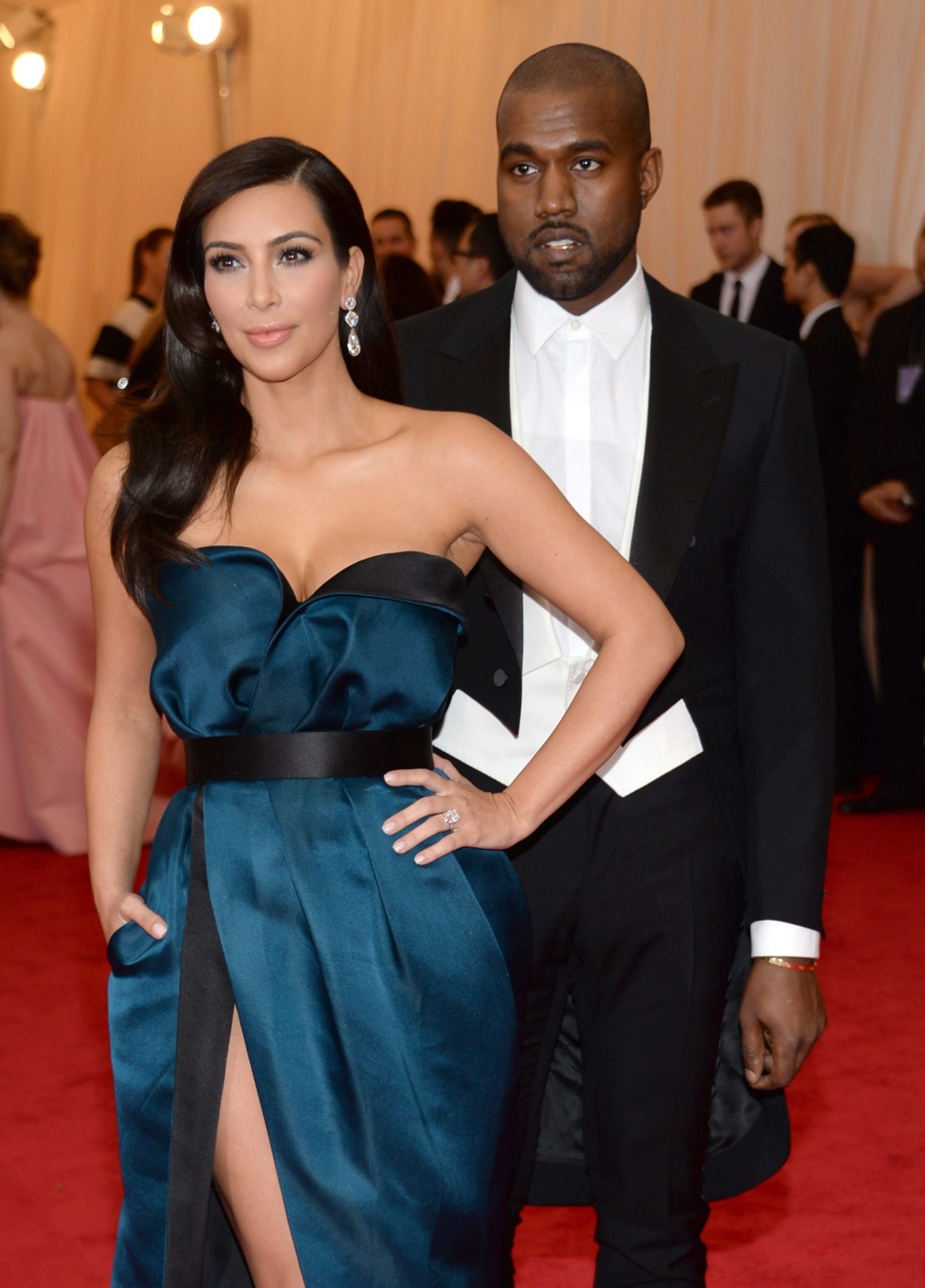 Kim Kardashian, left, and Kanye West