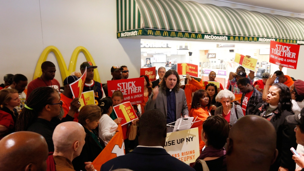 Rally at a McDonald's restaurant in Albany, NY