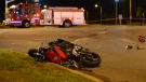 A motorcycle that was involved in a fatal crash in Brampton early Saturday morning. (Andrew Collins)