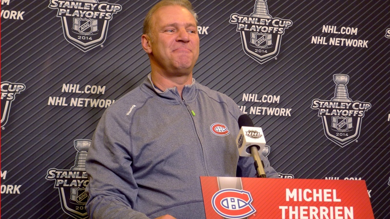 Montreal Canadiens coach Michel Therrienspeaks at 