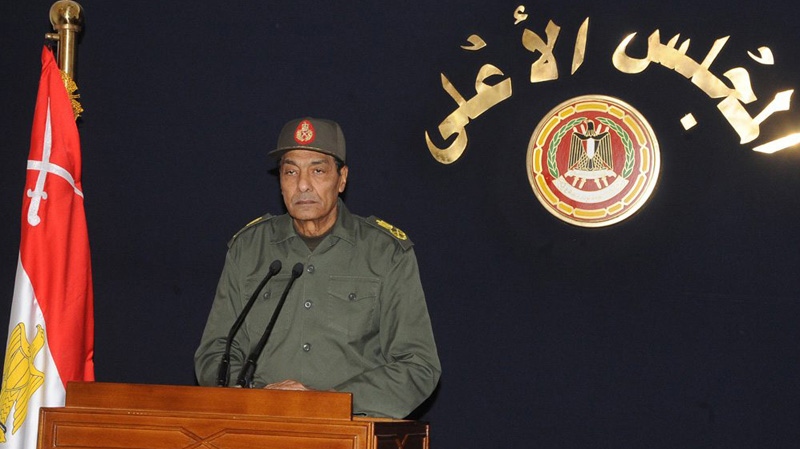 Egypt's military ruler, Field Marshal Mohamed Hussein Tantawi, the head of SCAF, The Supreme Council of the Armed Forces, talks in Cairo, Egypt, Tuesday, Nov.22, 2011. (Middle East News Agency) 