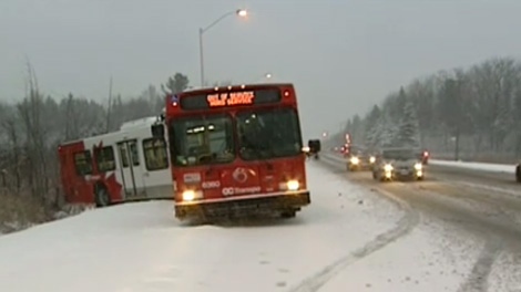 Road conditions were slippery Wednesday morning after one of the first snowfalls of the season.