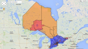 Ontario Election 107 Ridings Map (CTV News)