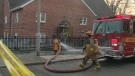 Fire crews at the scene of a church fire on Huron Street, Friday, Nov. 25, 2011.
