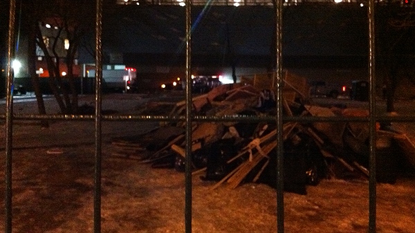 This photo shows what remains after police evicted Edmonton Occupy protesters during the early morning hours on Friday, Nov. 25, 2011. (CTV News / Matt Marshall)