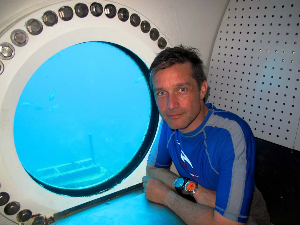 Jacques Cousteau's grandson going underwater