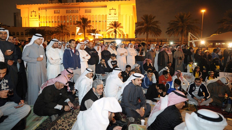 Kuwaiti citizens gather outside the Justice Palace in Kuwait City on Nov. 26, 2011