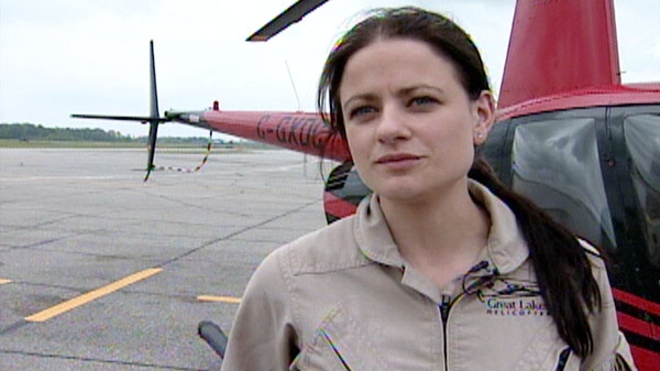Tiffany Hanna, a flight instructor with Great Lakes Helicopters, is seen during an interview with CTV News in May 2011.