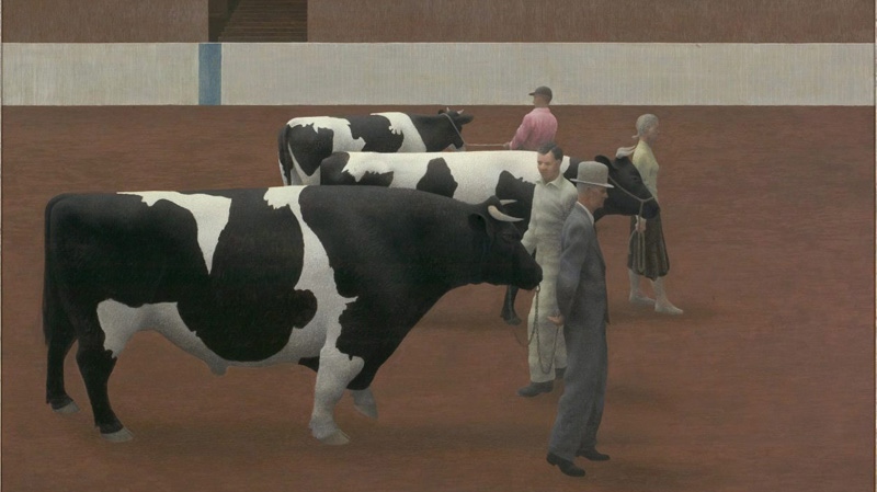 The 1955 painting by Alex Colville "Cattle Show" is shown in a handout photo. 
