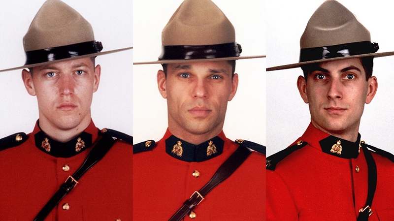 From left: Const. Dave Joseph Ross, Const. Fabrice Georges Gevaudan and Const. Douglas James Larche appear in photos released by the RCMP. They were fatally shot by a gunman in Moncton on Wednesday, June 4, 2014.
