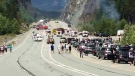 Traffic was shut down in both directions on Highway 99 after a collision near the Garibaldi Salt Shed, Sat., June 7, 2014. (Twitter/@ptat23)