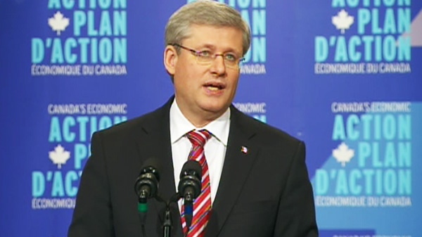 Prime Minister Stephen Harper takes questions from the media in Burlington, Ont., on Friday, Dec. 2, 2011.