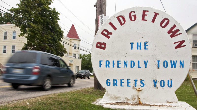 A sign greets visitors to Bridgetown, N.S. on Thursday, July 2, 2011. 