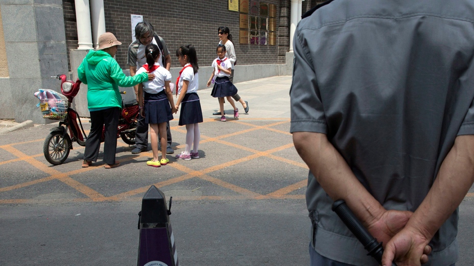 Outside a school in Beijing, China