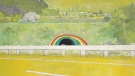 "Country-rock (wing-mirror)," painted by Peter Doig in 1999, will be auctioned in London on June 30, 2014. (Sotheby's)