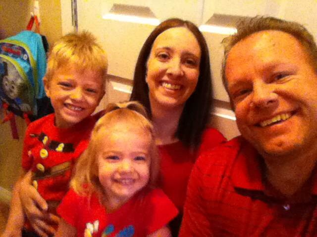 Family wearing red