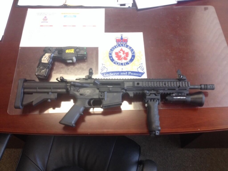 Chatham-Kent police will soon be equipped with carbine rifles and Tasers like the ones seen in this photo taken on June 11, 2014. (Chris Campbell/ CTV Windsor)