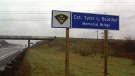The Tyler L. Boutilier Bridge was re-named after the fallen OPP officer Monday, Dec. 5, 2011.