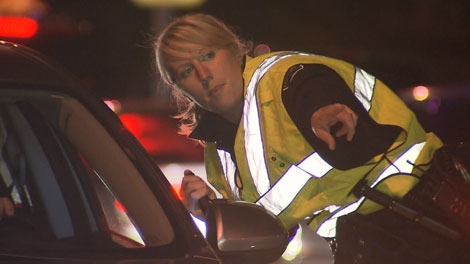 Metro Vancouver police conduct a roadside check for drunk driving. Dec. 7, 2011. (CTV)
