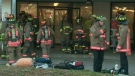 Police and fire officials attend a fire at an apartment building at 500 Dawes Rd. on Thursday, Dec. 8, 2011.