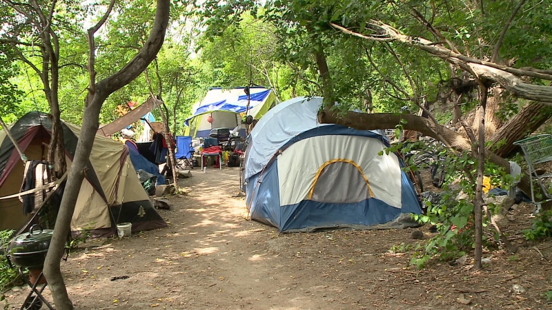 Dozens of homeless people in Gatineau have set up a tent city in the heart of downtown.