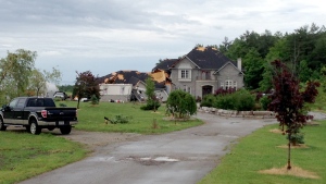 A look at damage caused to a home in New Tecumseth during a storm June 24, 2014. (Katherine Ward / CTV Barrie)