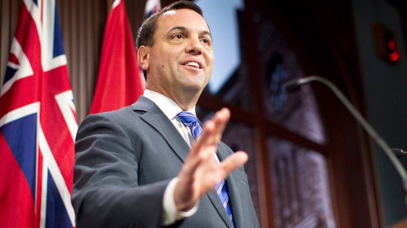 Ontario Progressive Conservative Leader Tim Hudak delivers remarks to journalists at the Ontario Legislature in Toronto on Monday, Dec. 5, 2011. (Chris Young / THE CANADIAN PRESS)