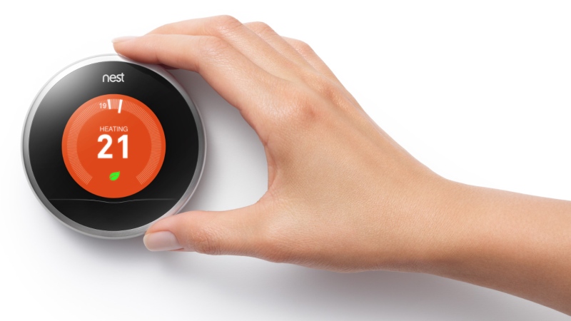 The Nest learning thermostat is shown in this handout photo.