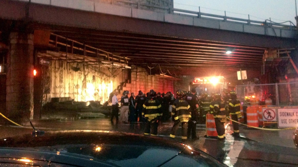 Collapsed Brooklyn Bridge underpass