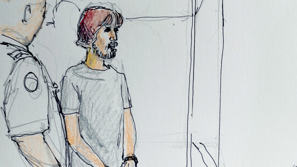 Justin Bourque appears in a Moncton courtroom