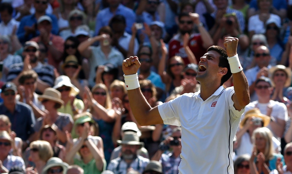 Novak Djokovic celebrates Wimbledon semifinal win