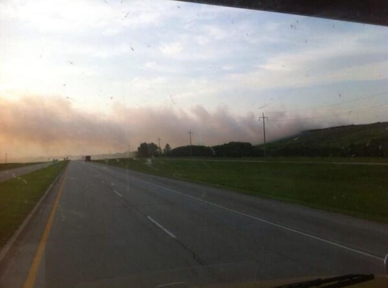 Smoke rises from an early morning fire at the Brady Landfill Saturday morning. (photo: Thomas Rimkus)