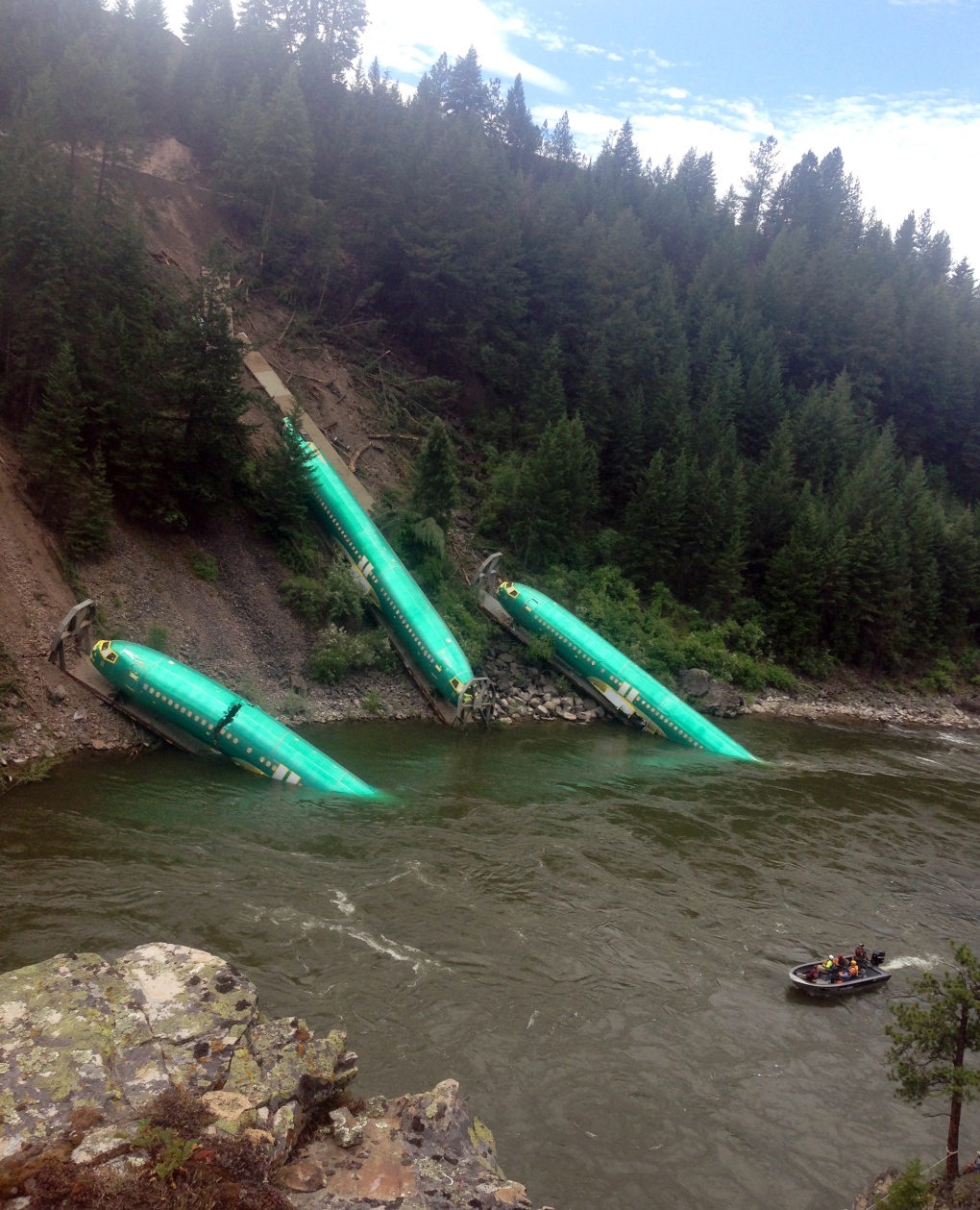Boeing fuselages in train derailment