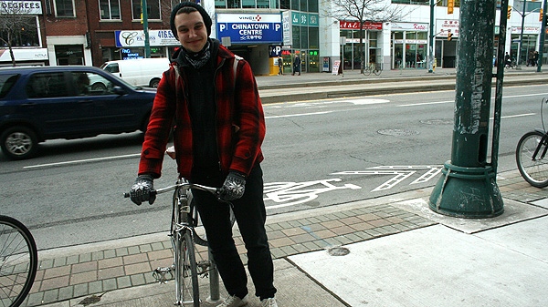 Michael Juzepczuk is not afraid to bike through the cold and snow during the winter season. (Erin DeCoste / CTV News)