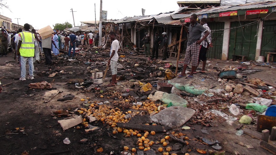 Car bomb scene in Maiduguri, Nigeria