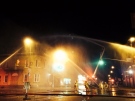 Fire crews try to extinguish a blaze at the Queen's Hotel in Seaforth, Ont., on Sunday, July 6, 2014. (Gerrid Dalton/ Twitter) 