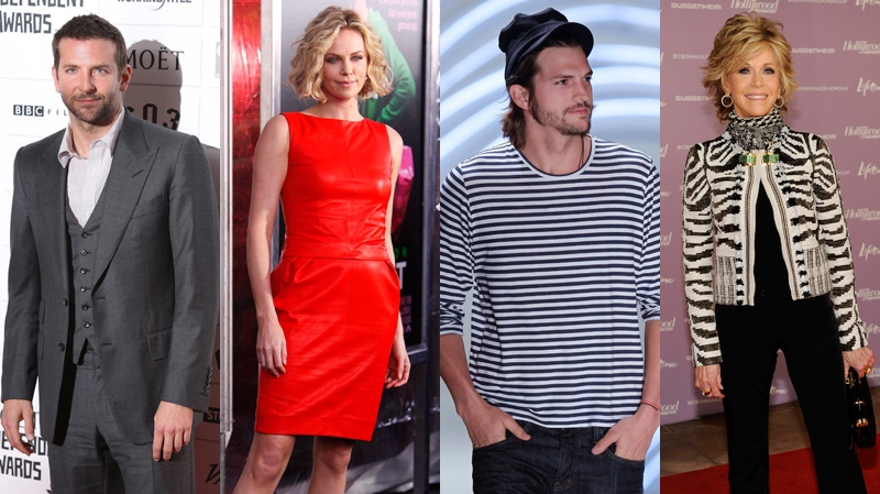 From left: Bradley Cooper, Charlize Theron, Ashton Kutcher and Jane Fonda are shown. (CTVNews.ca)