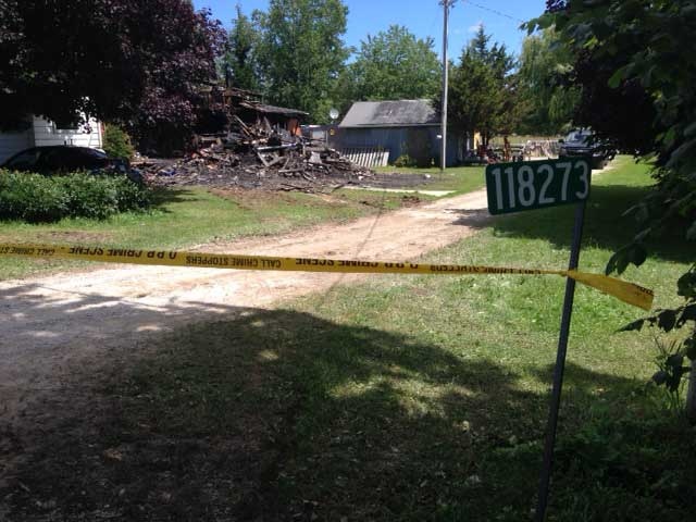 The destruction following a farmhouse fire near Owen Sound, Ont. earlier in the week is seen on Thursday, July 10, 2014. (Scott Miller / CTV London)