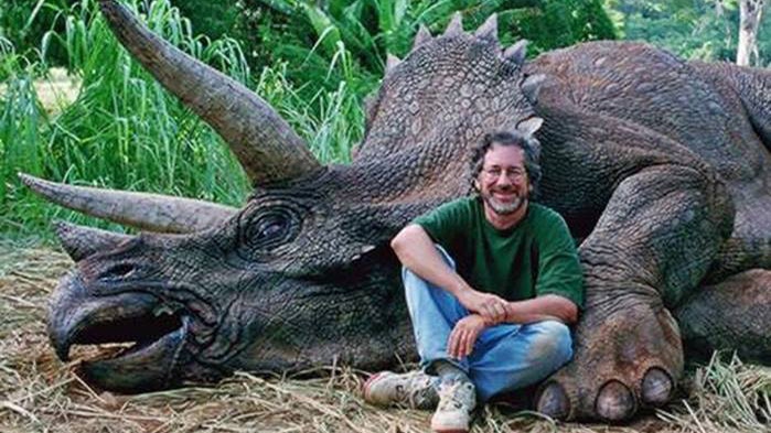 Steven Spielberg dinosaur photo