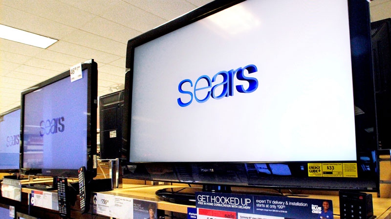 The Sears logo is seen on a television for sale, in Springfield, Ill., on Nov. 15, 2011. (AP / Seth Perlman)