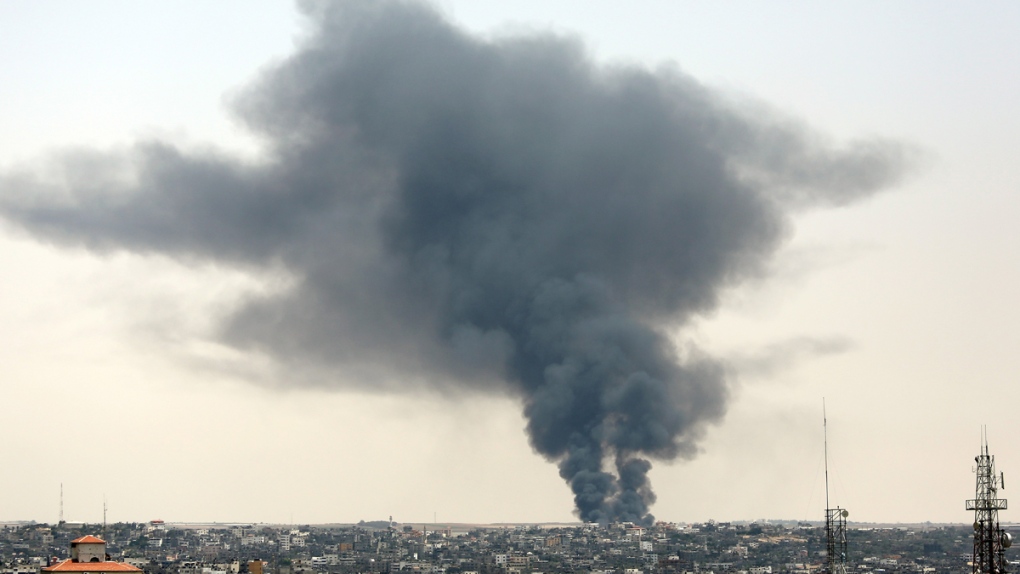 Smoke from a cargo crossing between Israel, Gaza
