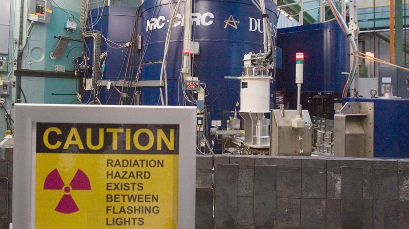 A warning sign is posted at the Atomic Energy Canada Limited plant in Chalk River, Ont., on December 19 2007. (Fred Chartrand / THE CANADIAN PRESS)