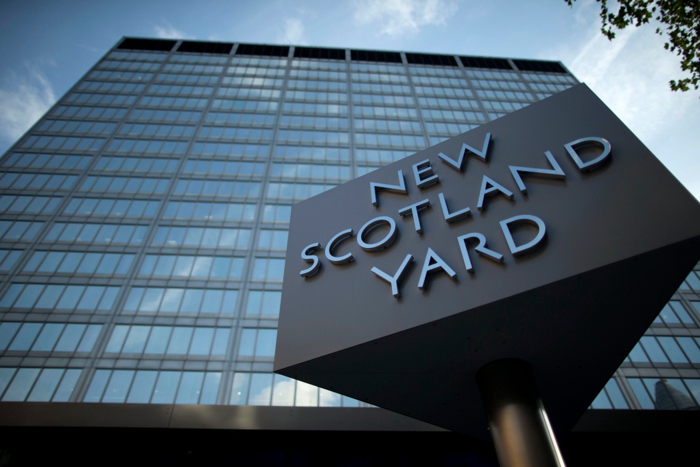 A sign outside Scotland Yard's London headquarters