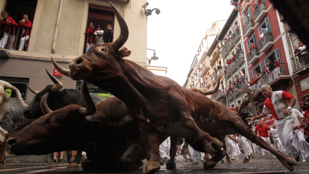 The running of bulls at the San Fermin festival