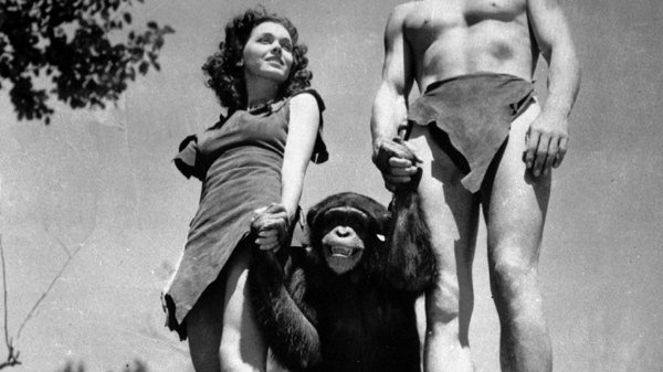 A file photo shows Maureen O'Sullivan as Jane and Cheetah the chimpanzee, in a scene from the 1932 movie Tarzan the Ape Man. (AP / ho)