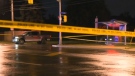 Police tape blocks off the intersection of Victoria Park Avenue and Clydesdale Drive early Tuesday morning, July 15, 2014. 
