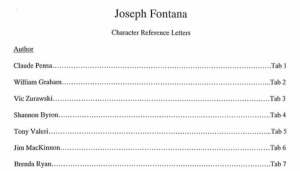 Fontana character reference letters