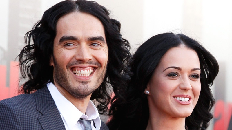 British actor Russell Brand and his wife Katy Parry arrive for the European premiere of Arthur, in London, Tuesday, April 19, 2011. (AP / Joel Ryan)