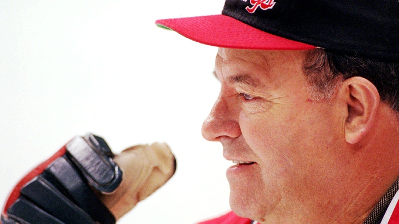 Detroit Red Wings head coach Scotty Bowman is seen as he coaches practice in Philadelphia, Monday, June 2, 1997. (AP / Dan Loh)