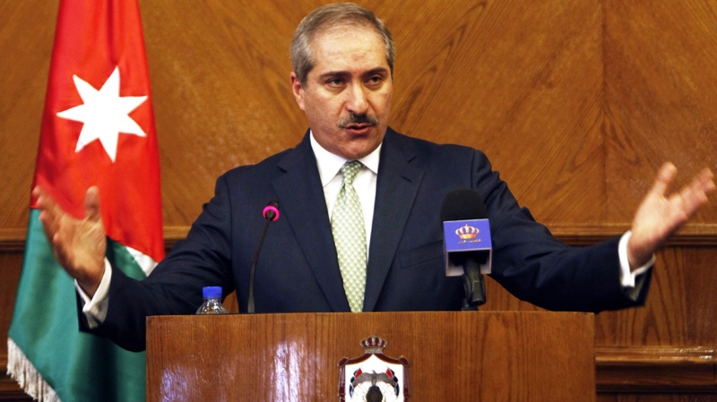 Jordanian foreign minister Nasser Judeh talks during a press conference commenting on the Israel Palestinians peace talks, in Amman, Jordan, Tuesday, Jan. 3, 2012. (AP / Mohammad Hannon)